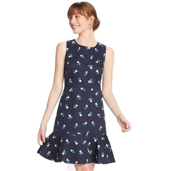 NWOT Draper James | Floral Sheath Dress Navy Floating Tulip 2 - Picture 2 of 10